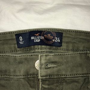 Army green skinny cropped jeans